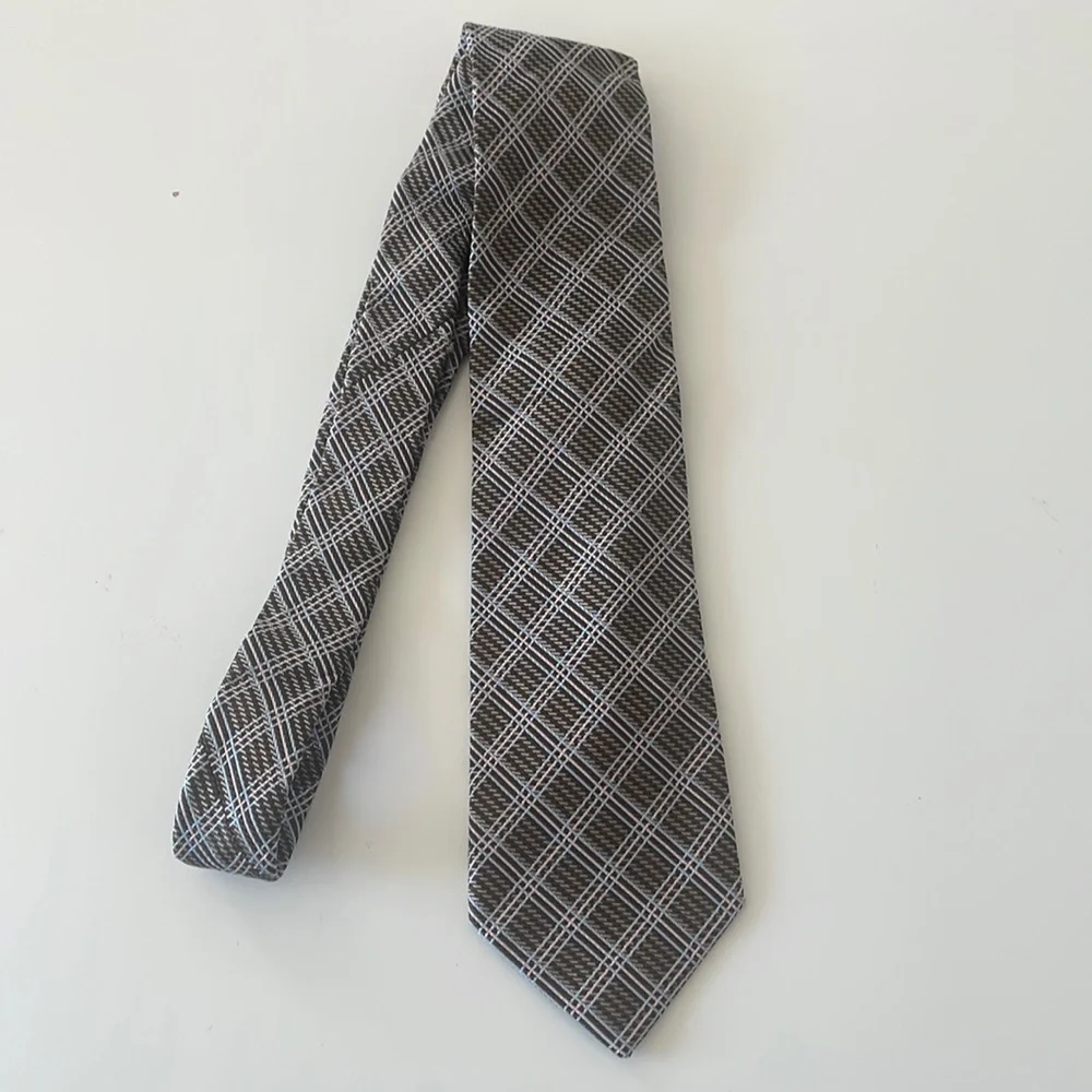 Big Boys Brown Plaid All Silk Tie